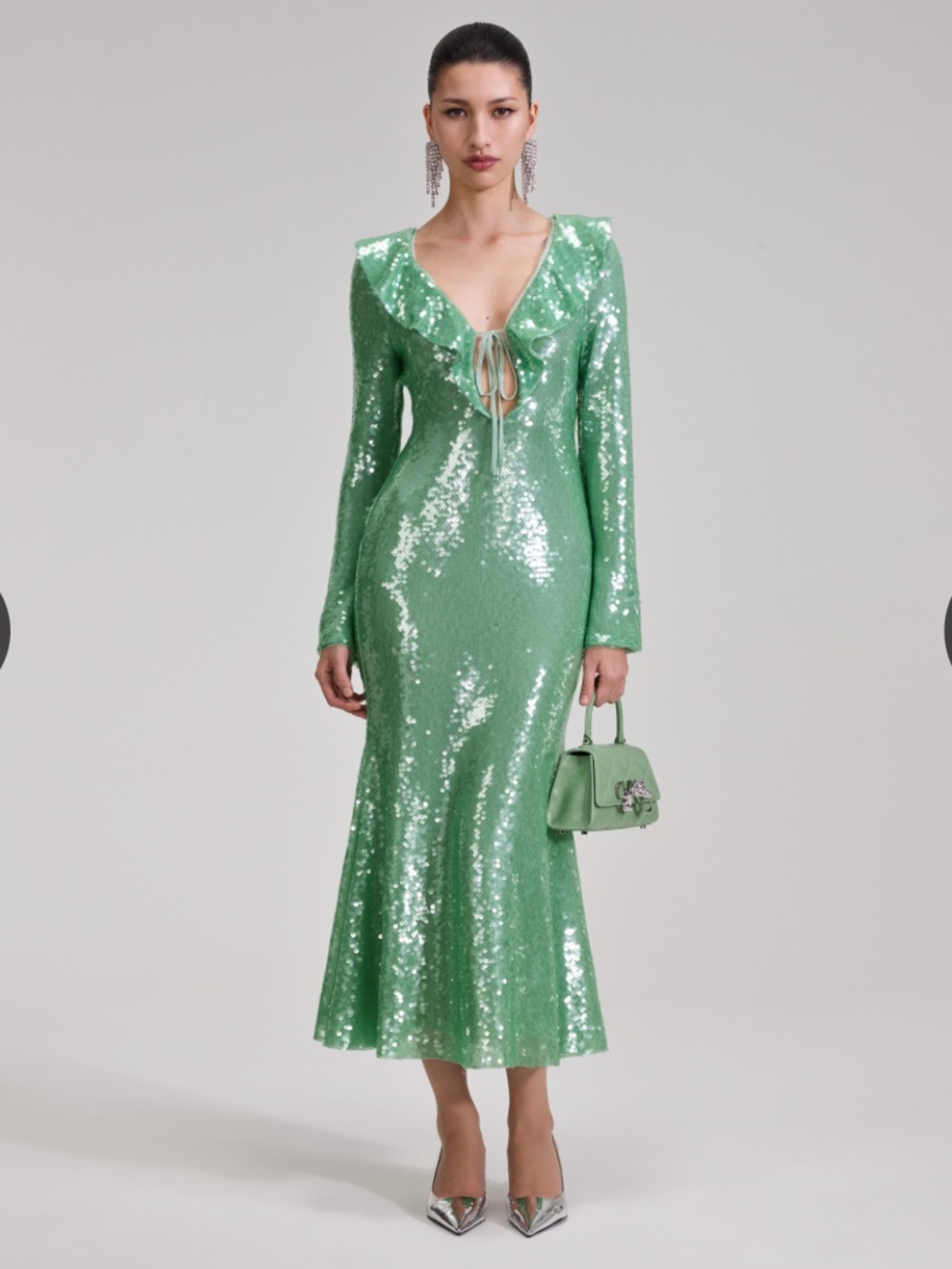 NWOT! Self-Portrait Green Sequin Midi Dress
